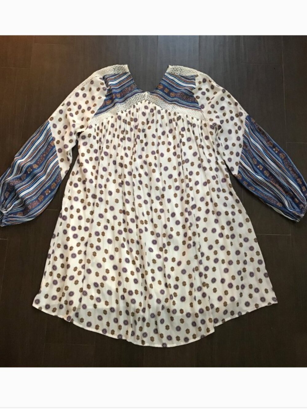 Free people Blossom sleeves lace up dress size M - Picture 6 of 11